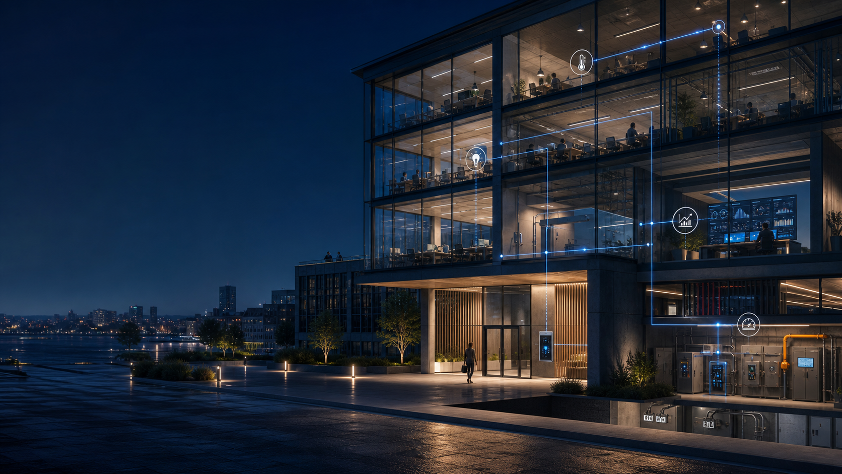 Modern office building with connected building automation