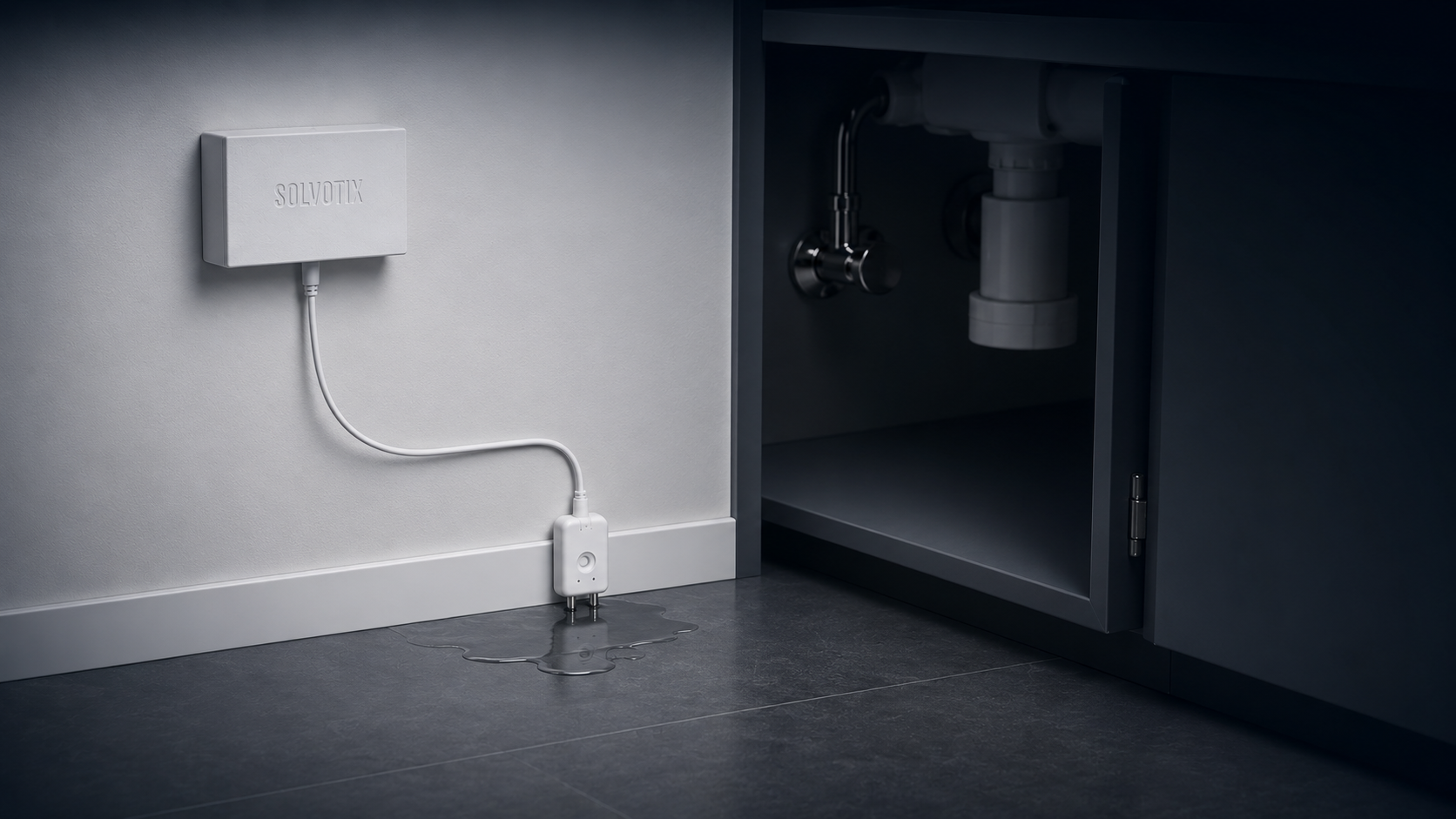 Solvotix water detector with leak sensor wire